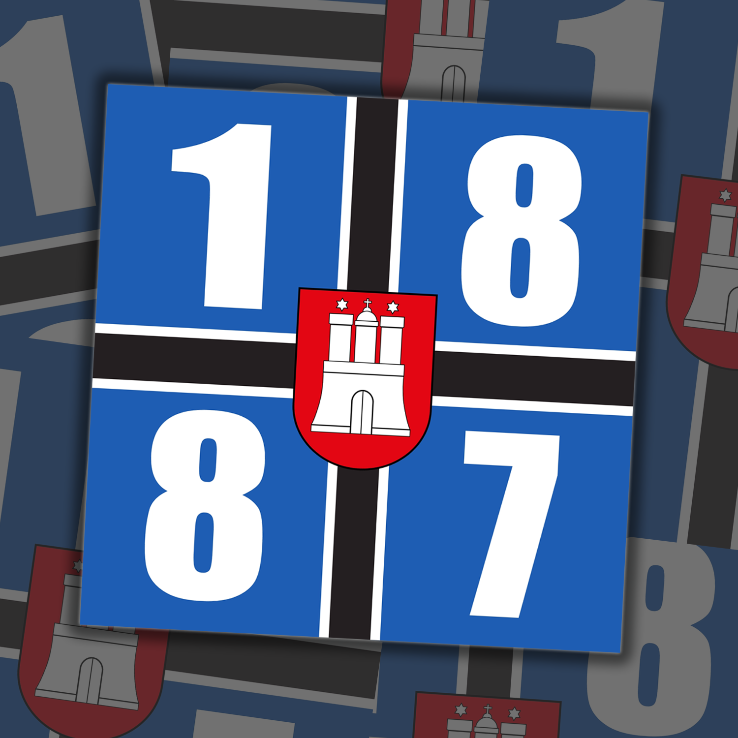 Hamburg | 1887 (quadratisch) // fanSTICKERS